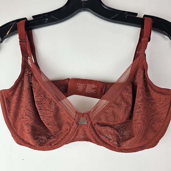 Soma Unlined Lace Perfect Coverage Bra Sierra Redwood‎ Size 34DD 34E NWT - Picture 1 of 5